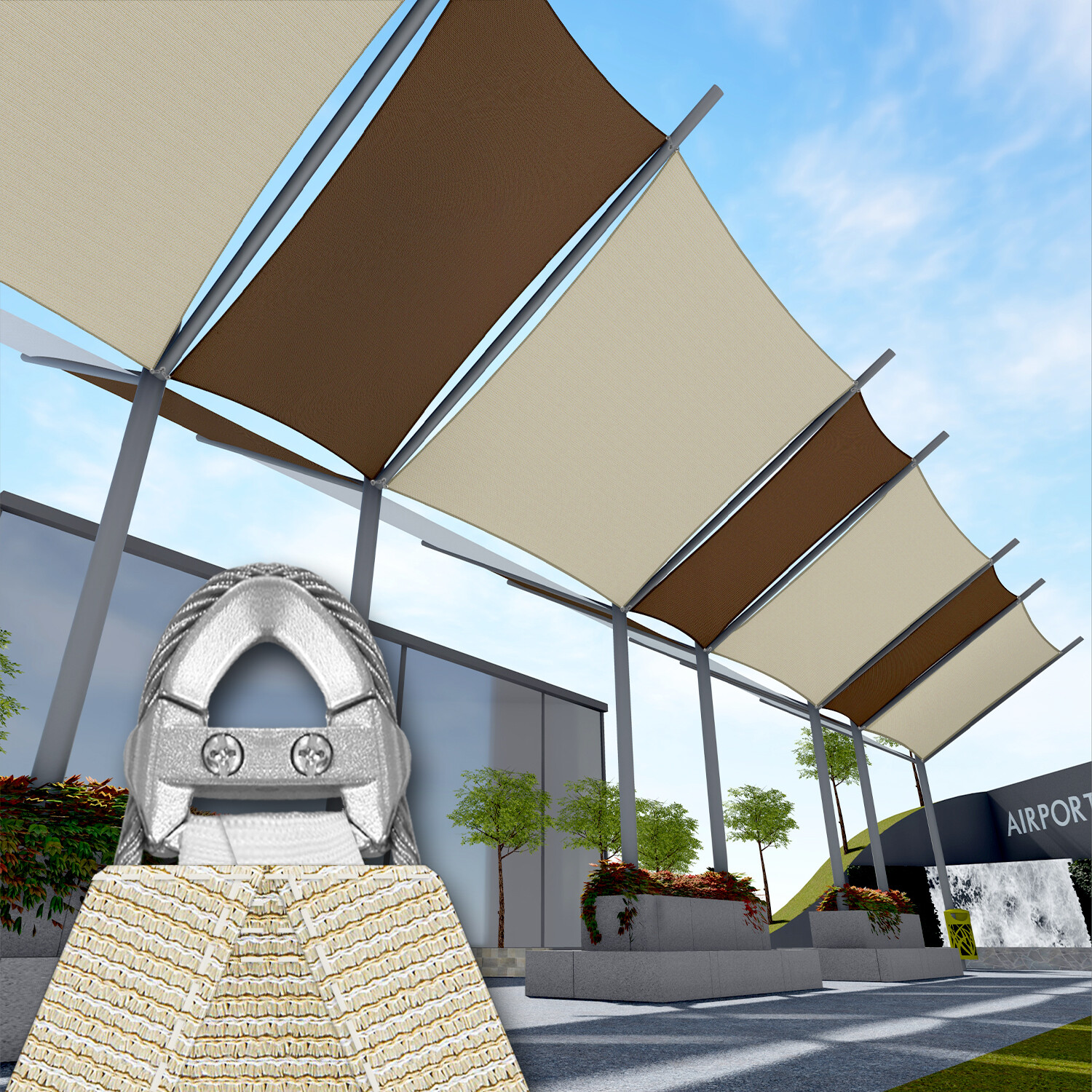 20x24' Sun Shade Sail Heavy Duty Awning Garden Yard Canopy Cover w/ Steel Wire