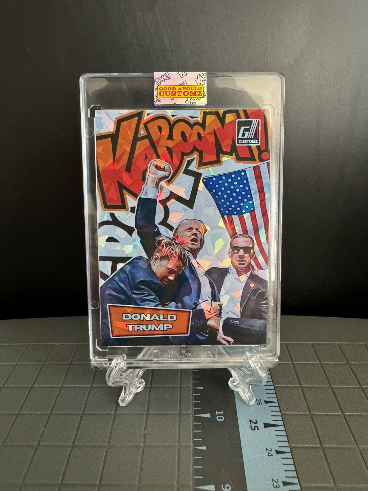 Donald Trump Kaboom Style Novelty Trading Card #DJT Assassin Attempt Holographic