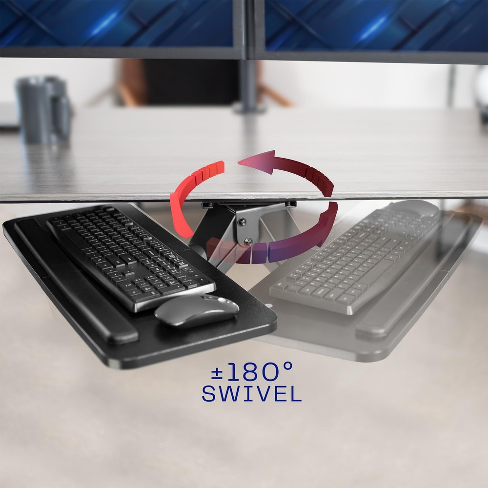 Adjustable Computer Keyboard & Mouse Platform Tray Ergonomic Under Table Desk...