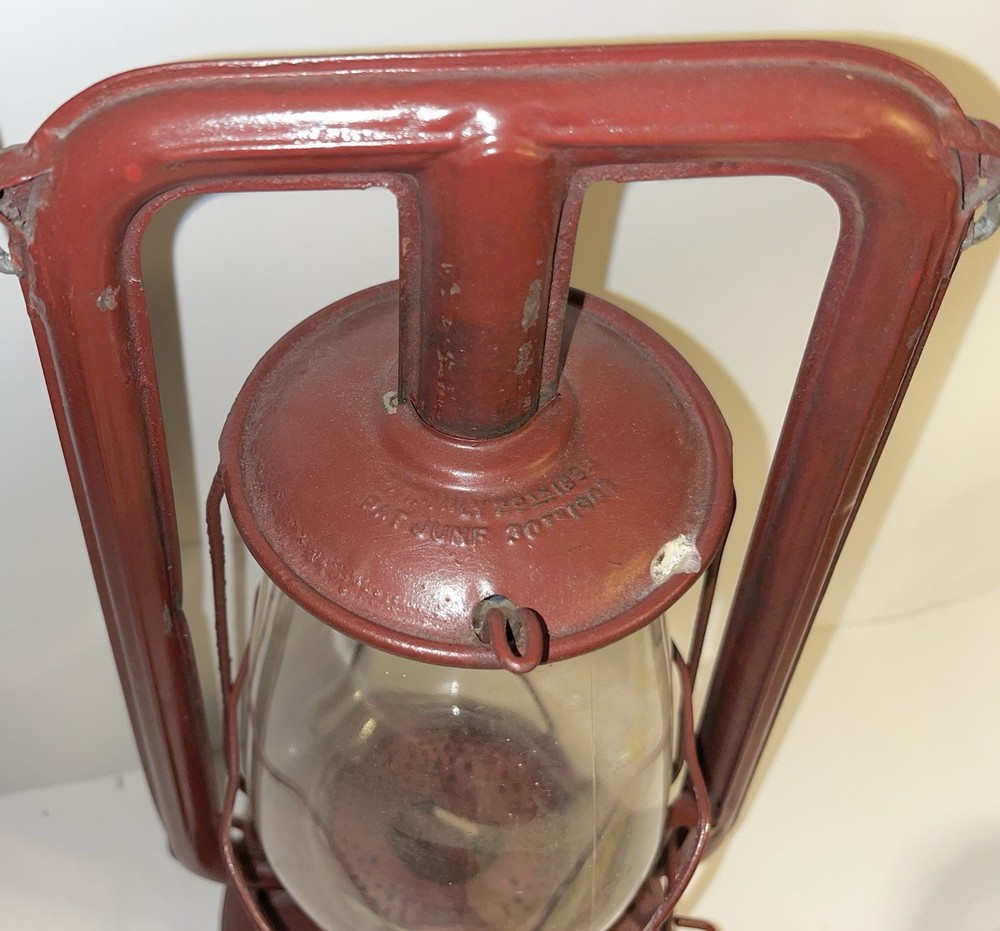 Antique Paull's Red Lantern No. 0 Clear Globe
