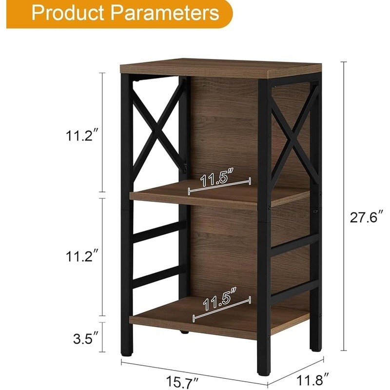 3 Tier Bookcase Small Storage Shelf Sturdy X-Frame Design Versatile Organizer US