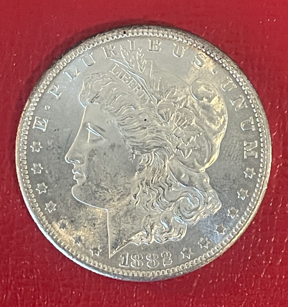 1882 S Morgan Silver Dollar, Gem Uncirculated.