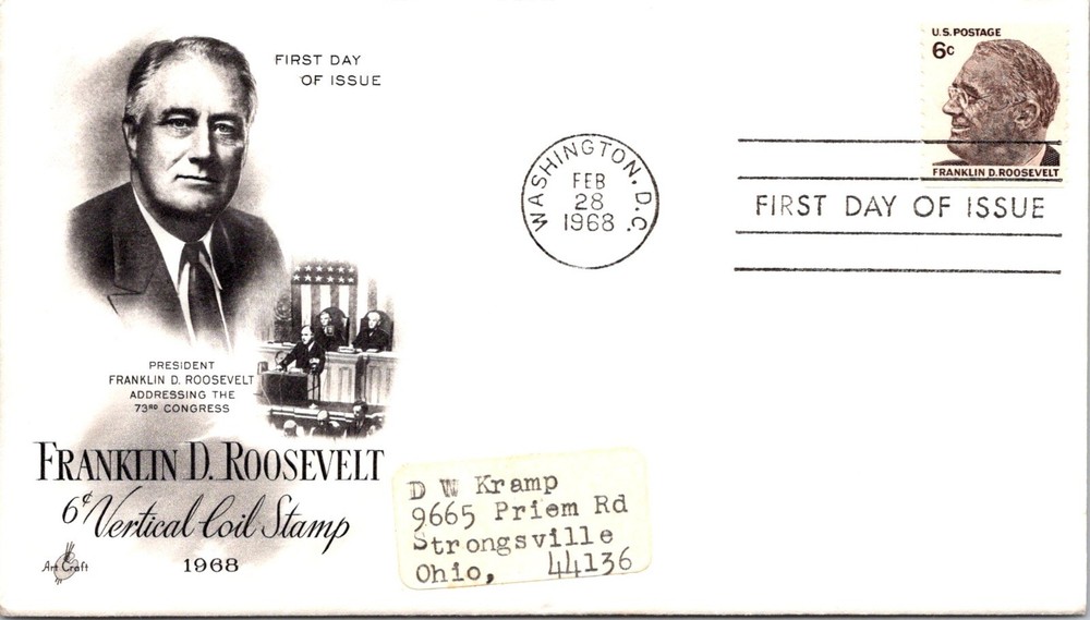 FDC 1968 SC #1305 Artcraft Cachet - Washington DC - Single - J4218