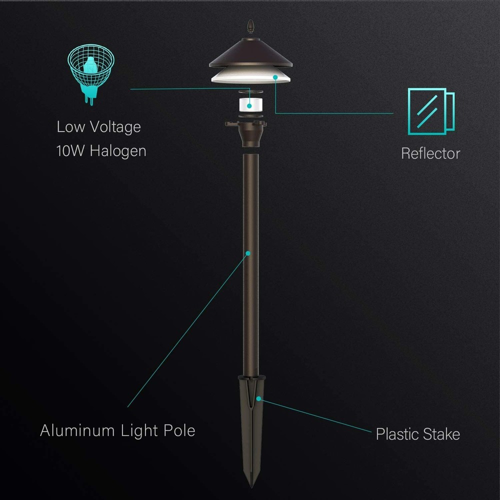 Pathway Light 6 Pack Low Voltage Halogen Outdoor Landscape Lighting Decor