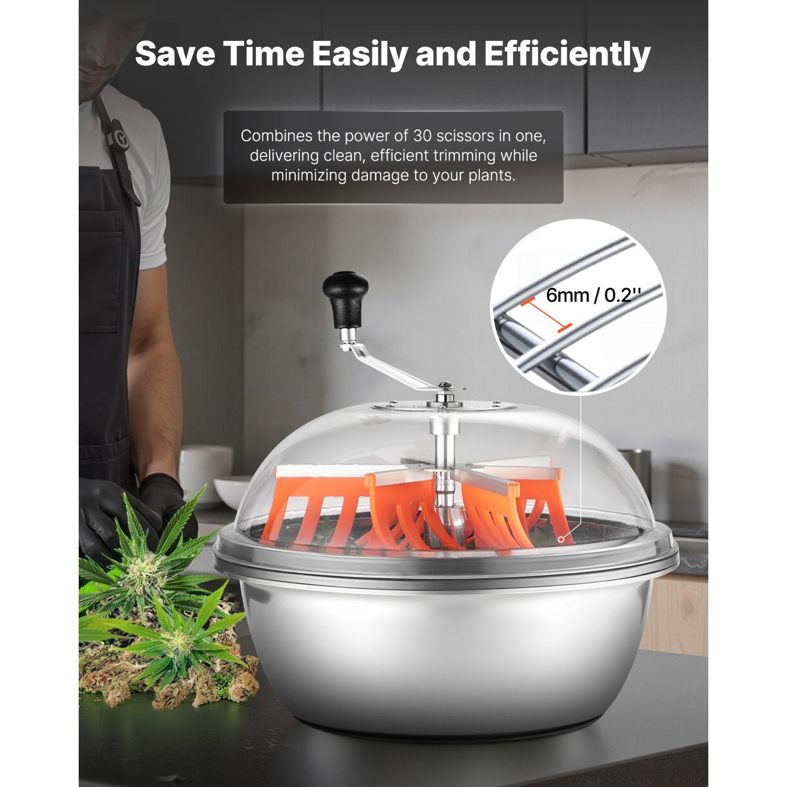 Uimoso 19" Manual Bud Leaf Trimmer for Hydroponic Plants Trimming Bowl Machine