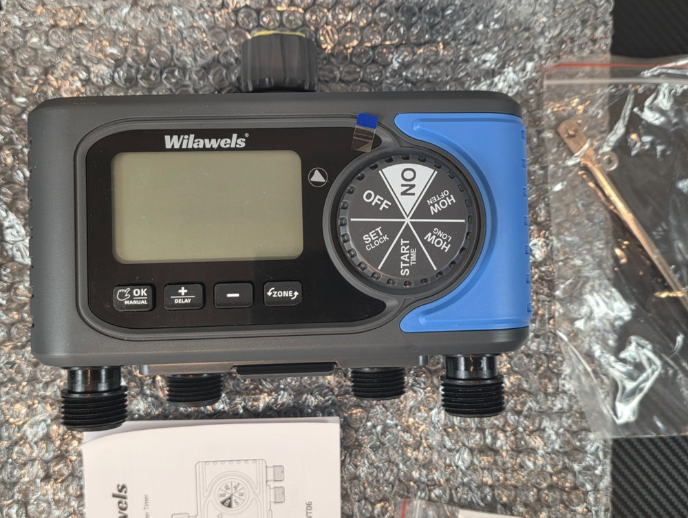Wilawels 4 Zone Digital Water Timer C14WT06 with Large Screen, Relay Delay Pause