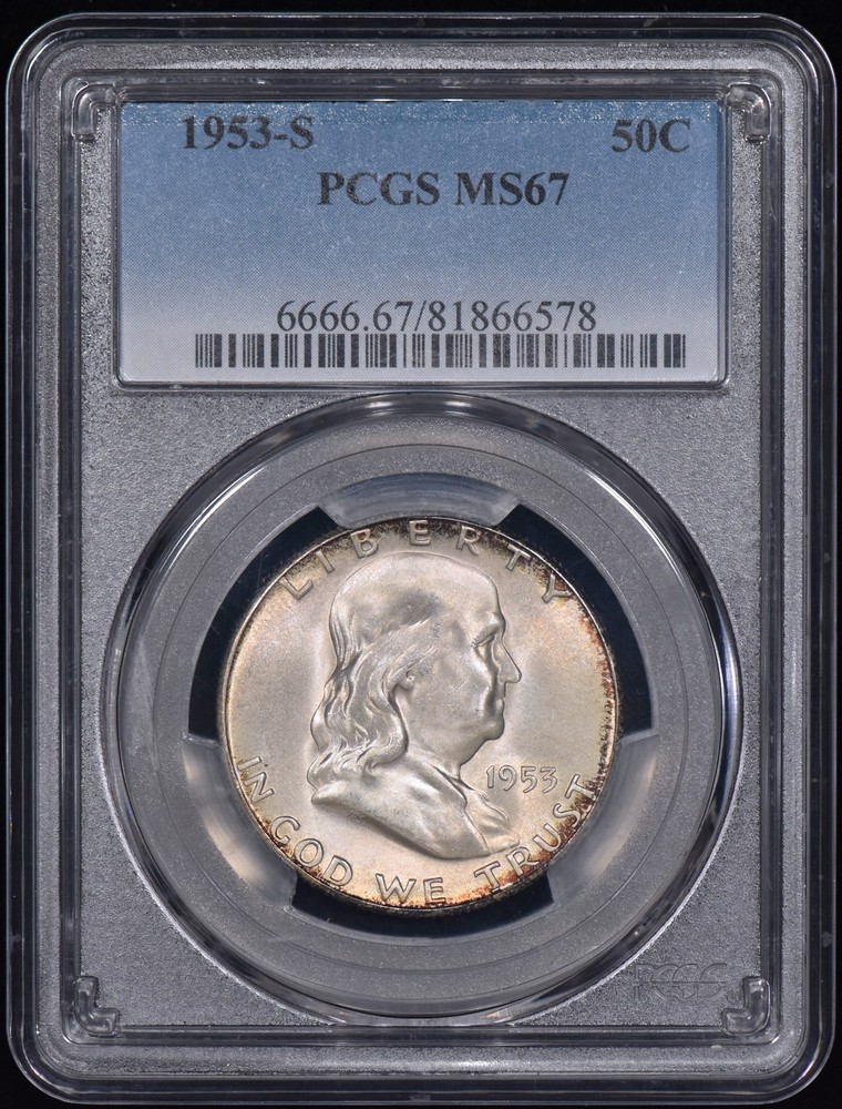 1953-S Franklin Half Dollar 50c PCGS MS67 - Very Nice!