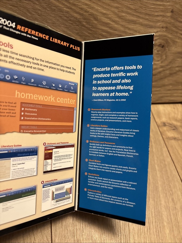 Microsoft Encarta 2004 Reference Library Plus DVD Windows XP New Sealed Box