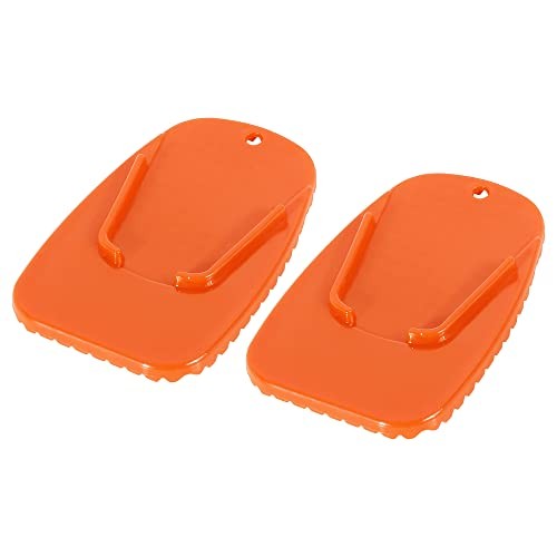 2pcs Motorcycle Kickstand Pad Support Plate Pad Parking Stand Side Orange