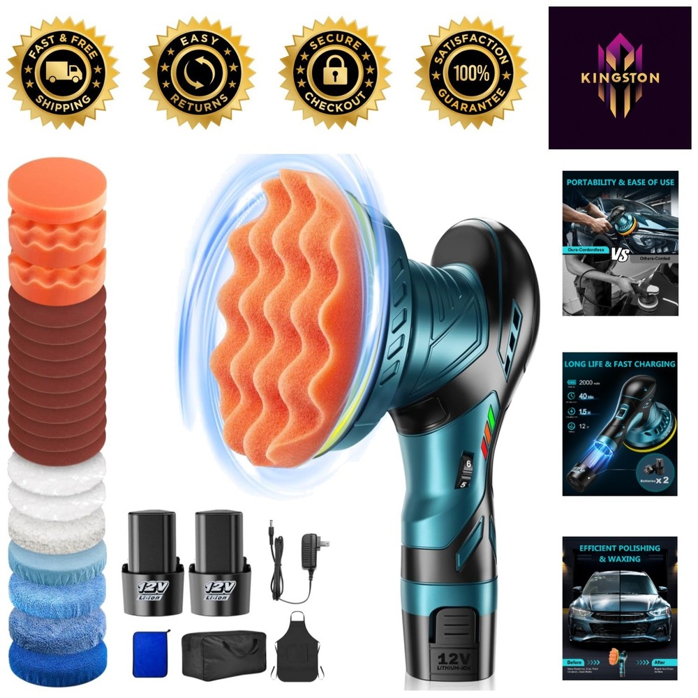 Lightweight Cordless Buffer Polisher - 50W Power and Customized Speed Settings