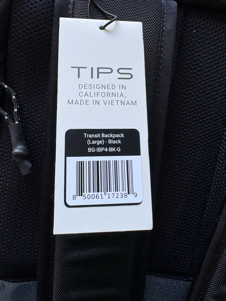 NWT TIPS Transit Large Backpack - Black 840D Ballistic Nylon - Fits 16" Laptop