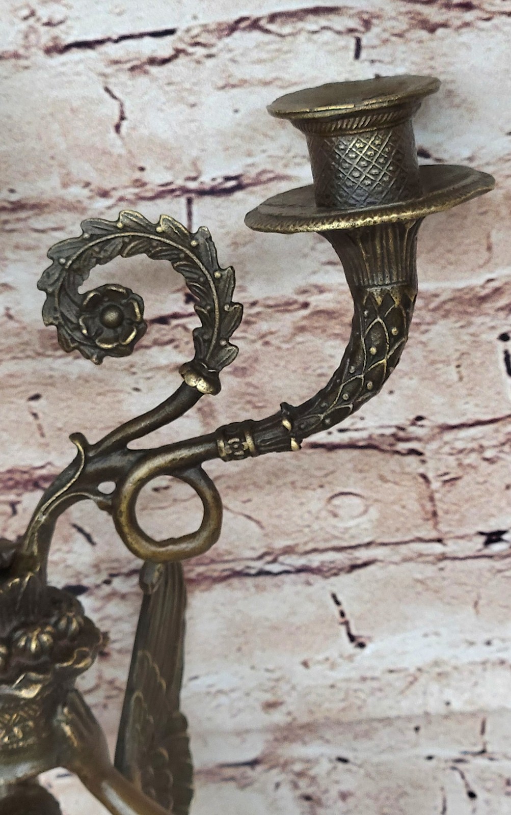 Wall Mounted Hanging Figural Female Bronze Metal Candle Holder Candelabra Sconce