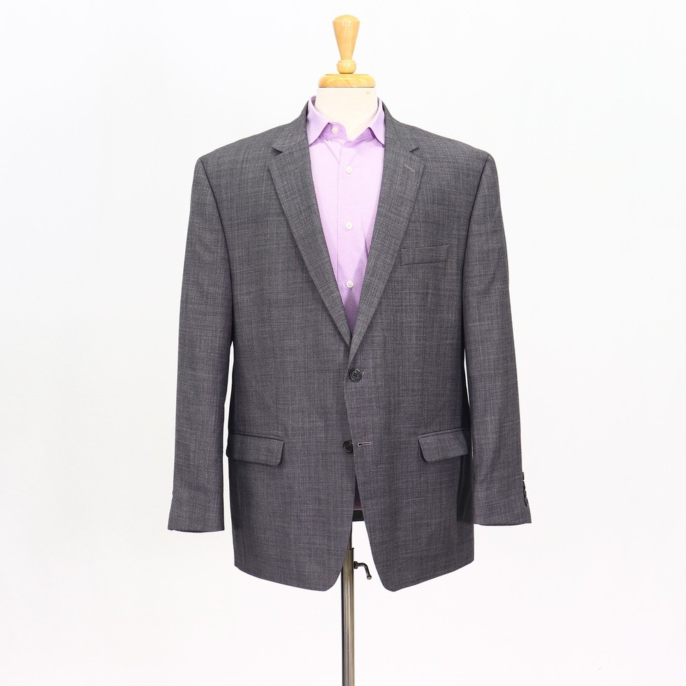 Chaps 48R Gray Sport Coat Blazer Jacket Solid 2-Button Wool