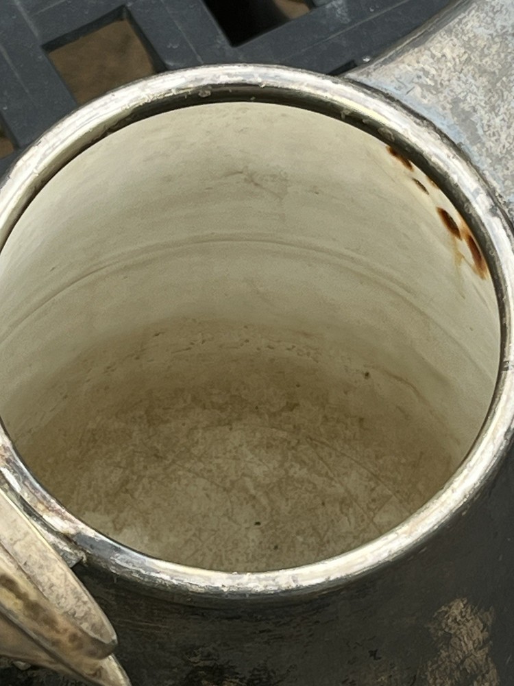 Silver Plate Enamel Lined Victorian Water Pot Pitcher 1868 Grape Vine