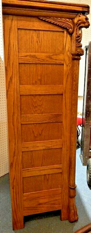 WINGED GRIFFIN OAK ICE BOX