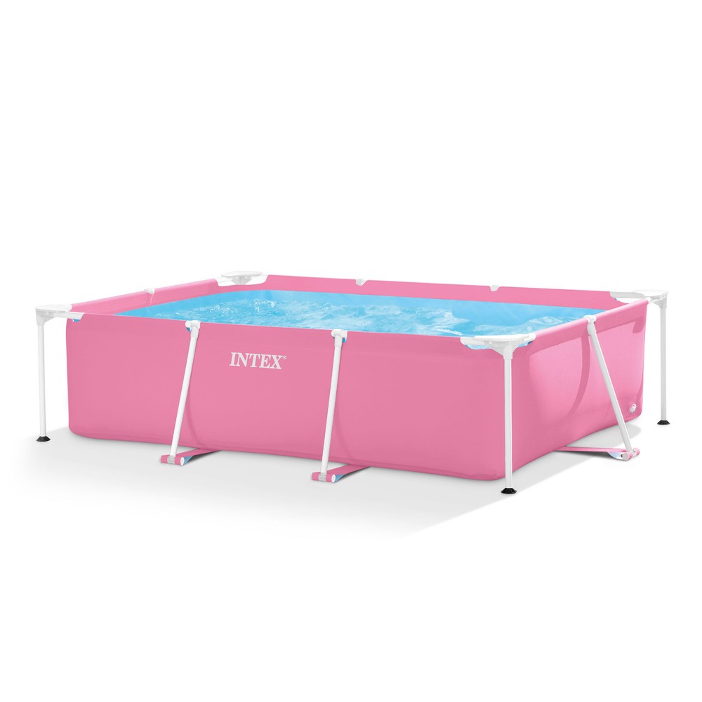 Intex 86" x 23" Rectangular Frame Above Ground Swimming Pool, Pink (Open Box)