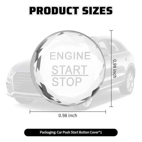 Rhinestone Car Push Start Button Cover,Bling Auto Push to Start Engine Silver