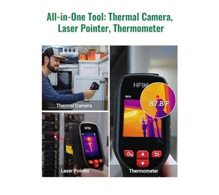 HF96 Thermal Camera with Laser Pointer Intelligent Scene Detection 11 Hr Runtime