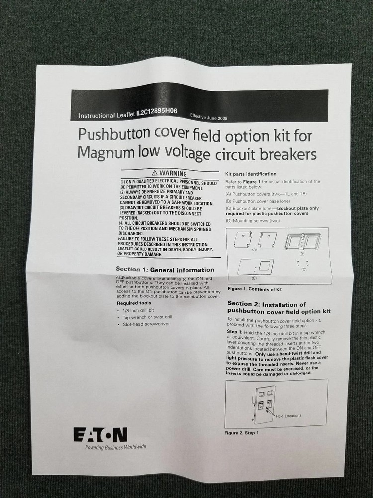 Eaton ~ IZM-PLPC-M ~ Padlockable Pushbutton Cover for Magnum Breakers ~ Plastic