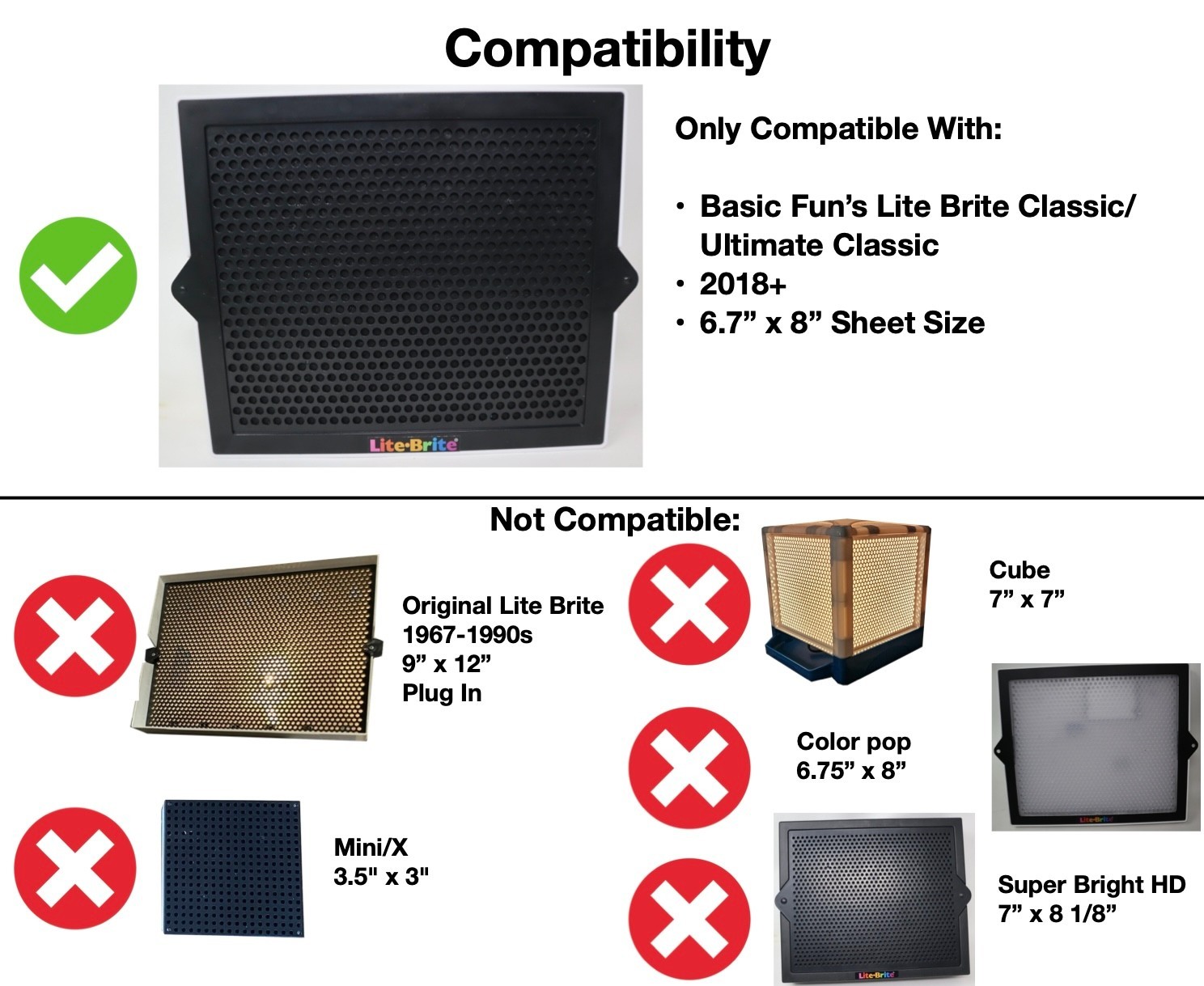 Paper Refill Sheets Template Patterns for Lite Brite Ultimate Classic - Vehicles