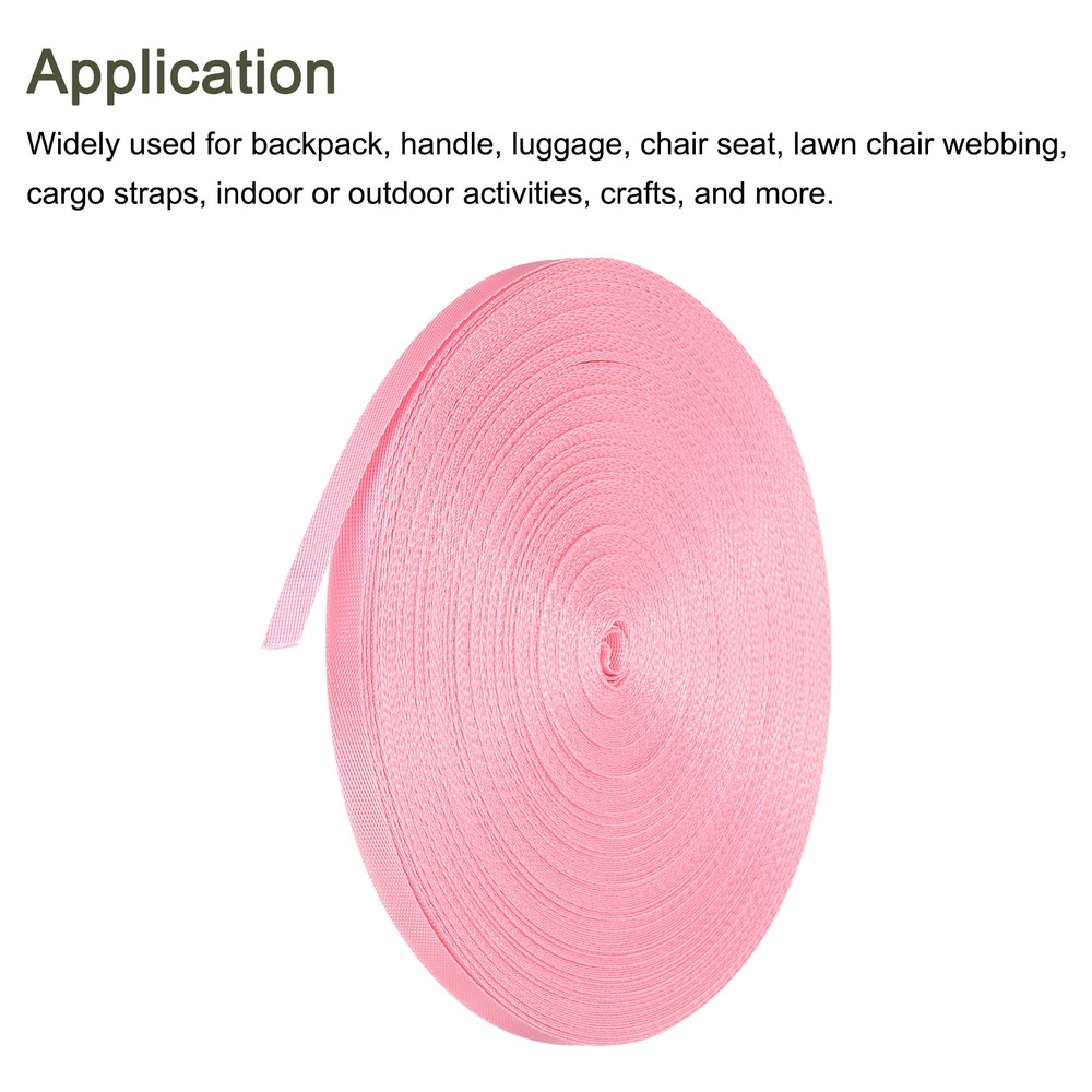 Flat Nylon Webbing Strap 3/8 Inch 50 Yards Cherry Pink for Backpack