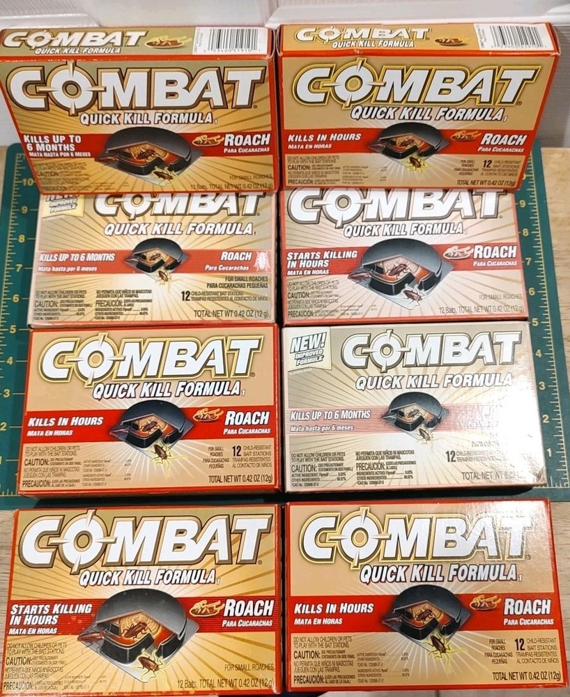 8 Boxes Of Combat Quick Kill Formula Small Roach Bait Stations  (96 total)