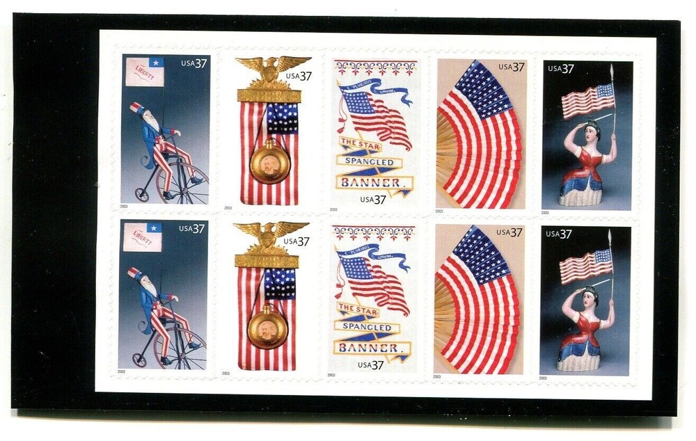 US  #3780b Old Glory booklet, 10 37c, 2003, 2 scans, MNH