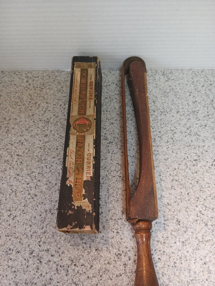 ANTIQUE COMBINATION RAZOR STROP WITH BOX CURRIER #3