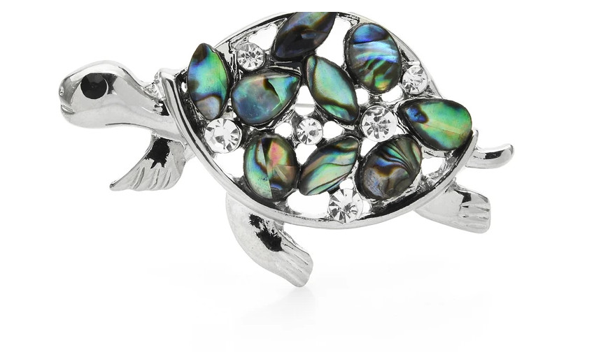 Sea turtle abalone shell pin brooch
