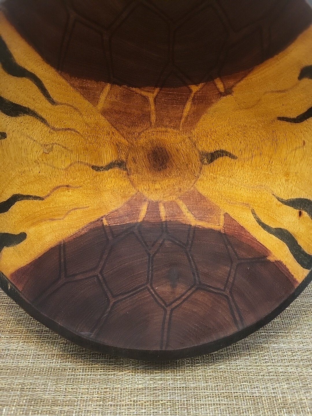 Hand Carved & Hand Painted Animal Print South Africa 11.25" Wooden Bowl