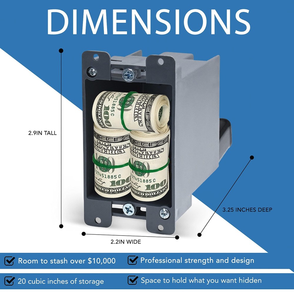 Electrical Outlet Hidden Wall Safe (Simple Install, Magnetically Attaches For