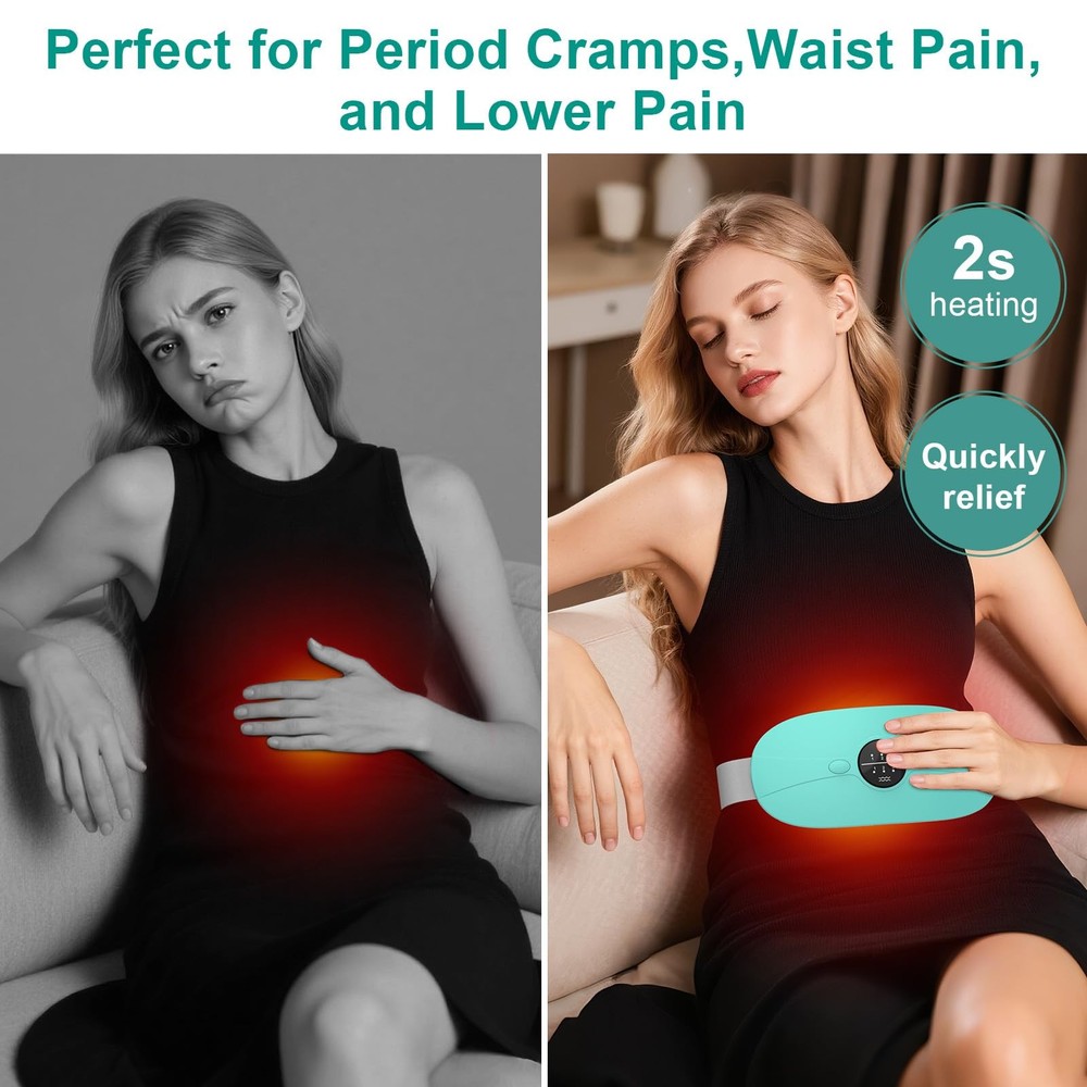 Portable Heating Pad for Period Cramps: Cordless Menstrual Basic Blue