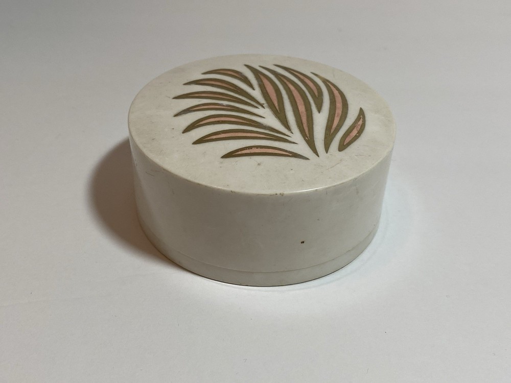 Vintage Corn Silk Micron Face Powder Empty Container White Container Stained