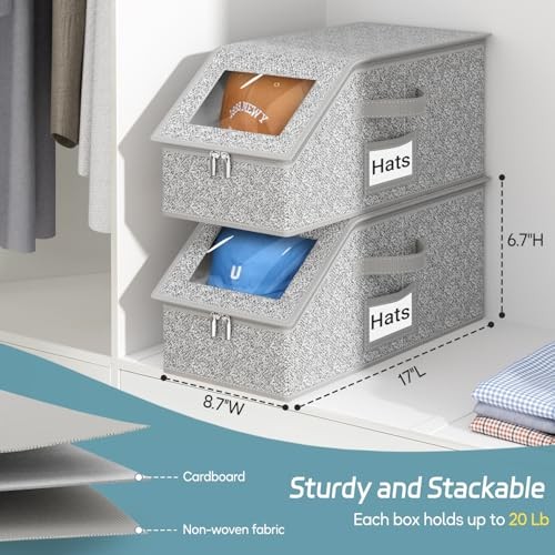 PCS Stackable Hat Storage for Baseball Caps, Holds up to4 Caps Hat 2 Grey