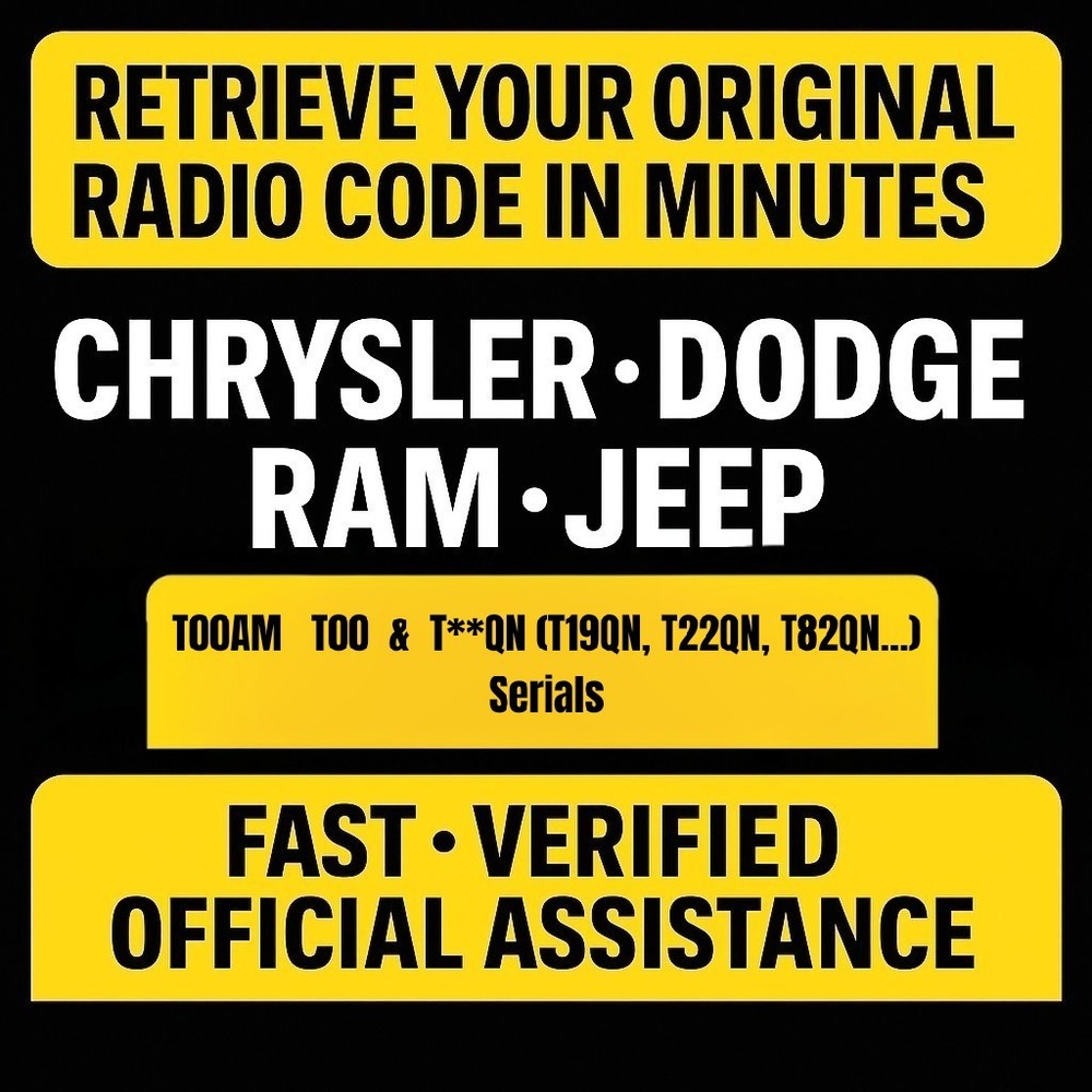 ✅ Dodge RAM Radio Code Unlock | T00AM T00 T00QN | Serial Based | OEM