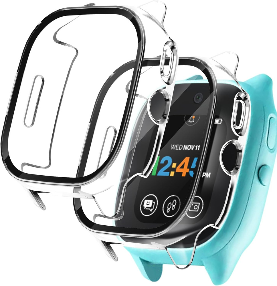 Seltureone 【2 Pack】 Hard PC Case for Verizon Gizmo Watch 3 Built-In Tempered Gla