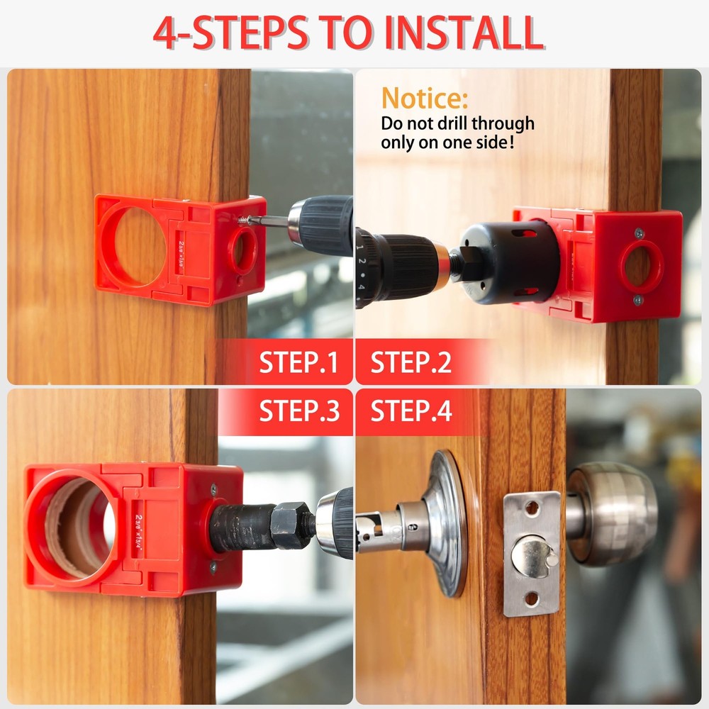 Door Lock Installation Kit with Hole Saw Jig Guide Template Set