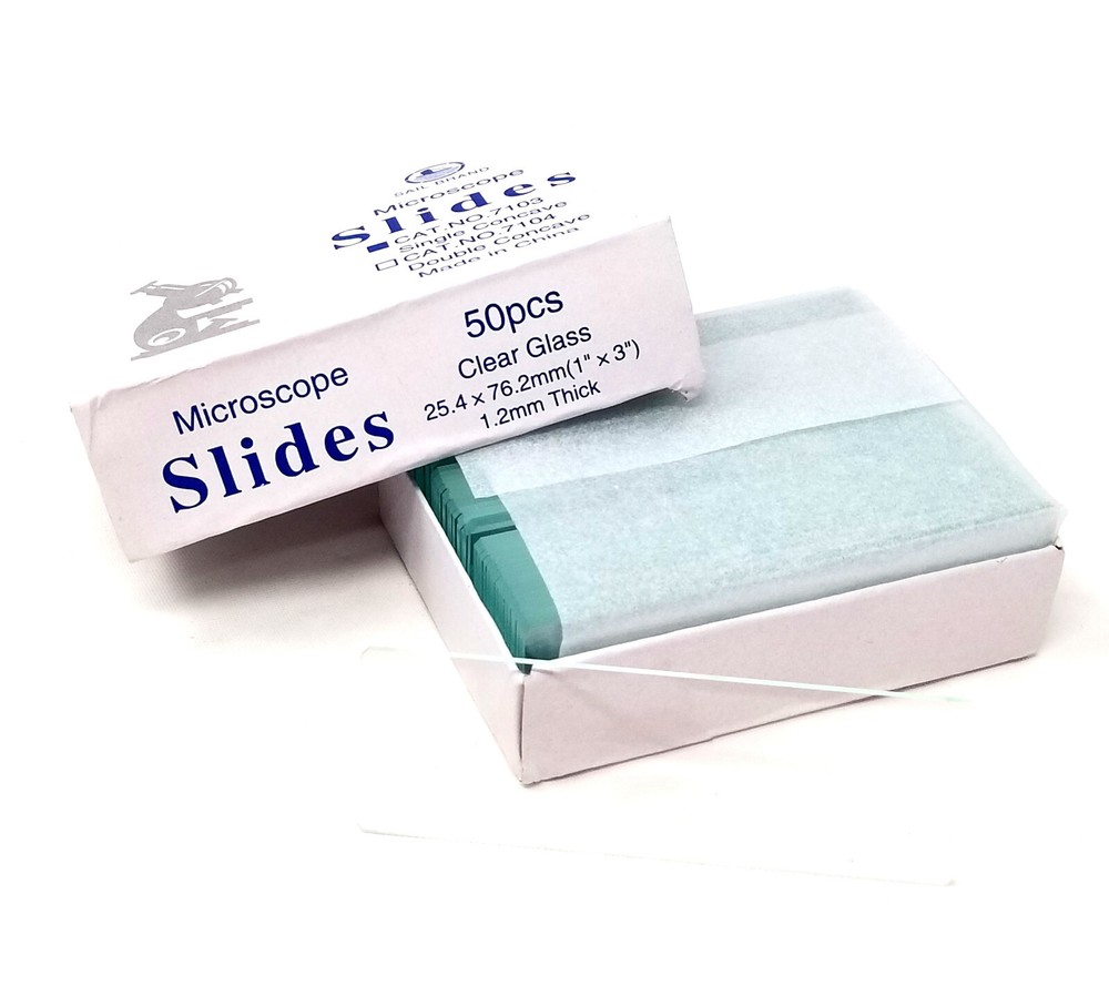 50 Blank Single Concave Microscope Slides Pre-Cleaned Clear Glass Slides