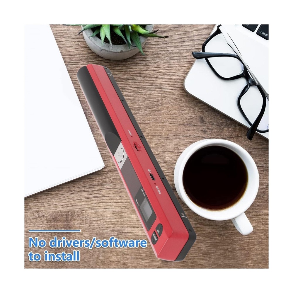 Ymiko A4 Document Scanner - Portable Handheld Scanner (Red)