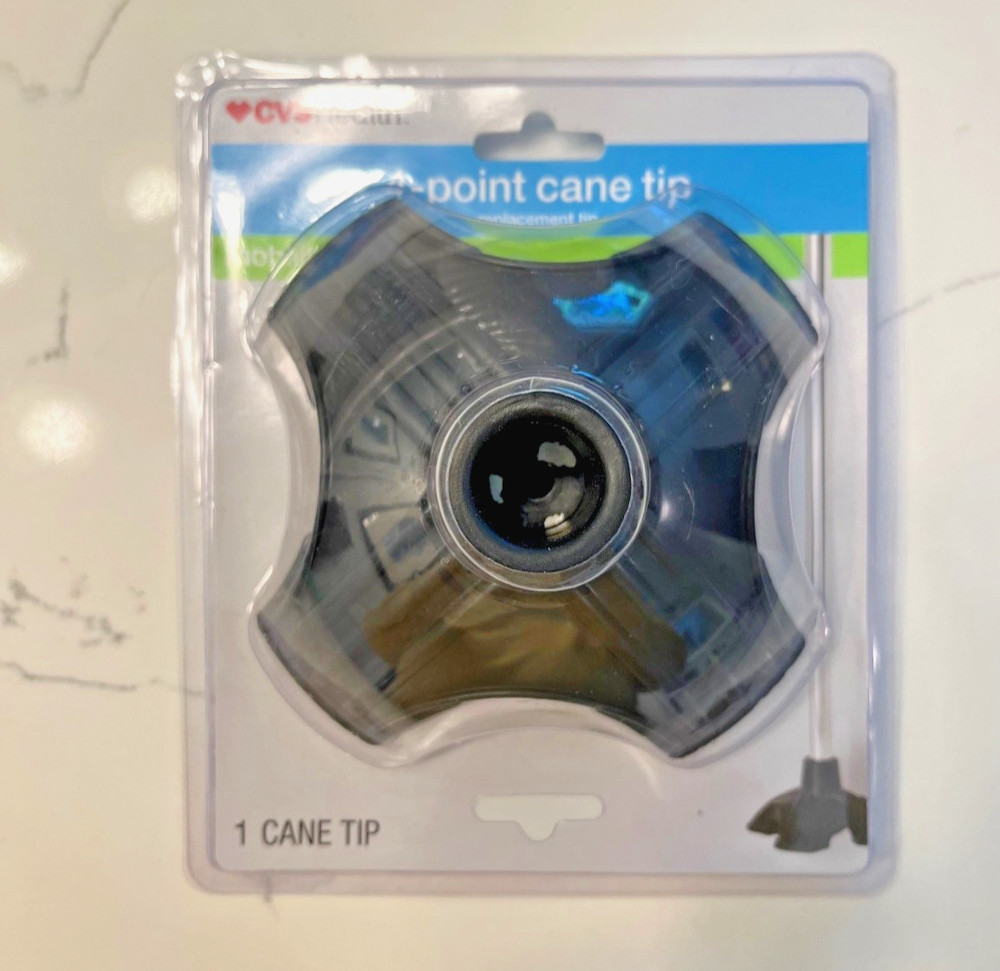 CVS 4-Point Cane Tip, Replacement Tip, 3/4" fit, Better Mobility Traction 980741