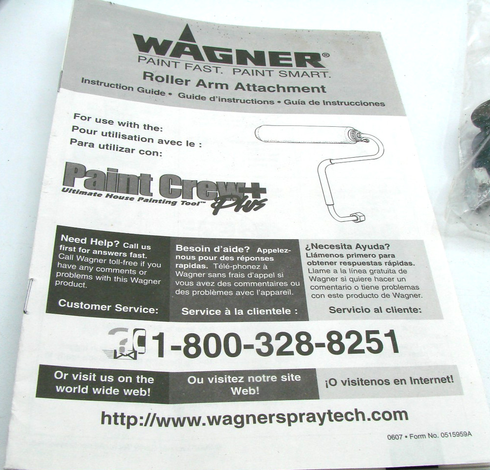 NEW Wagner Paint Crew+ Plus Roller Arm Attachment w/ Manual Accessories Rollers