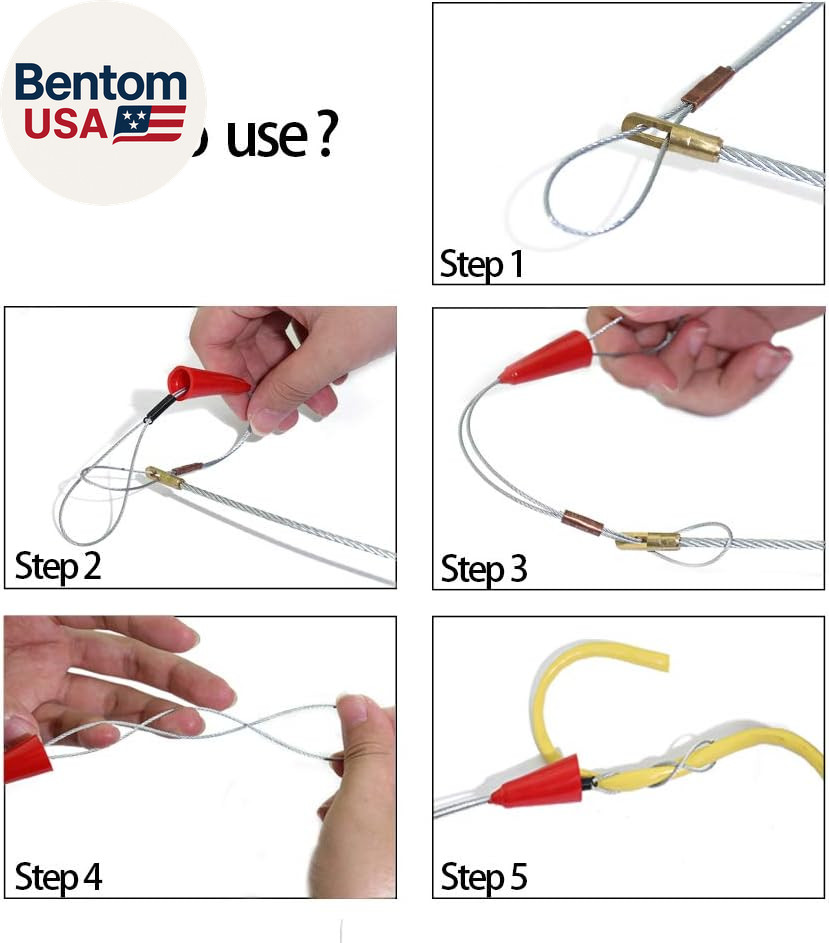 11' Fiberglass Running Electrical Wire Cable Pulling Fish Tape Kit with 5 Differ