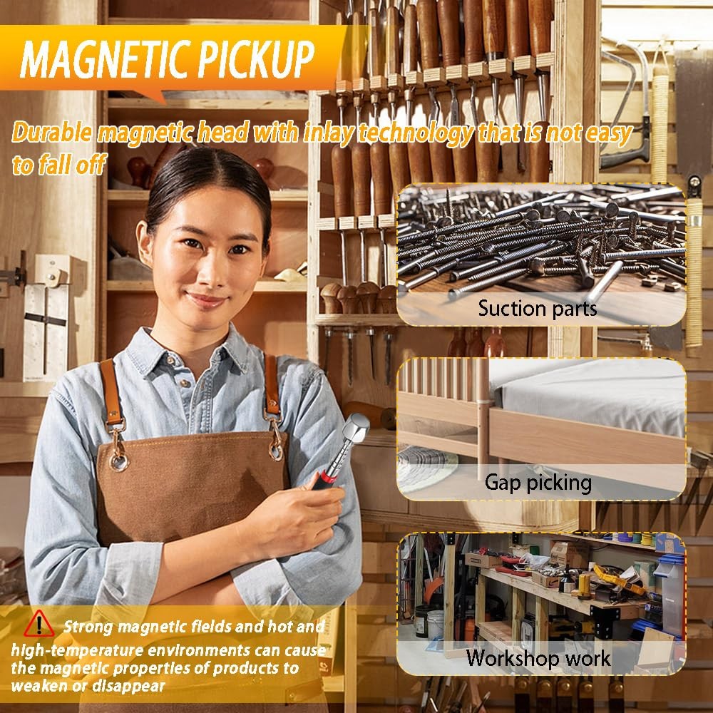 Telescoping Magnetic Pickup Tool Set Pull Force 22 lb, Extendable Magnet Pick...
