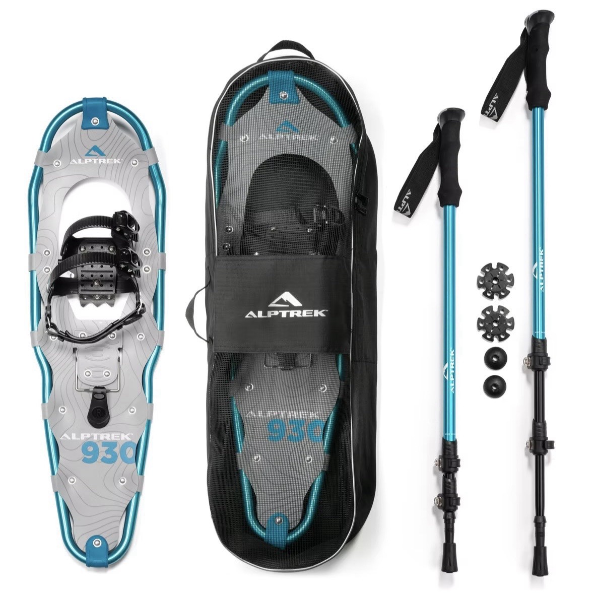 Alptrek 930 HD Snowshoes Kit – 7075 Aluminum Frame, Poles & Carry Bag