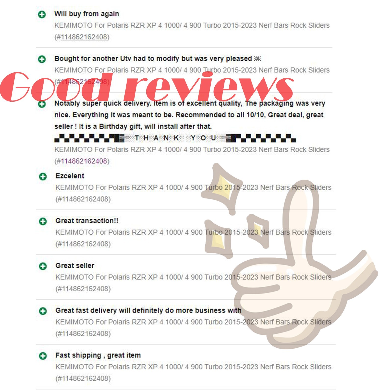 KEMIMOTO For Polaris RZR XP 4 1000/ 4 900 Turbo 2015-2023 Nerf Bars Rock Sliders