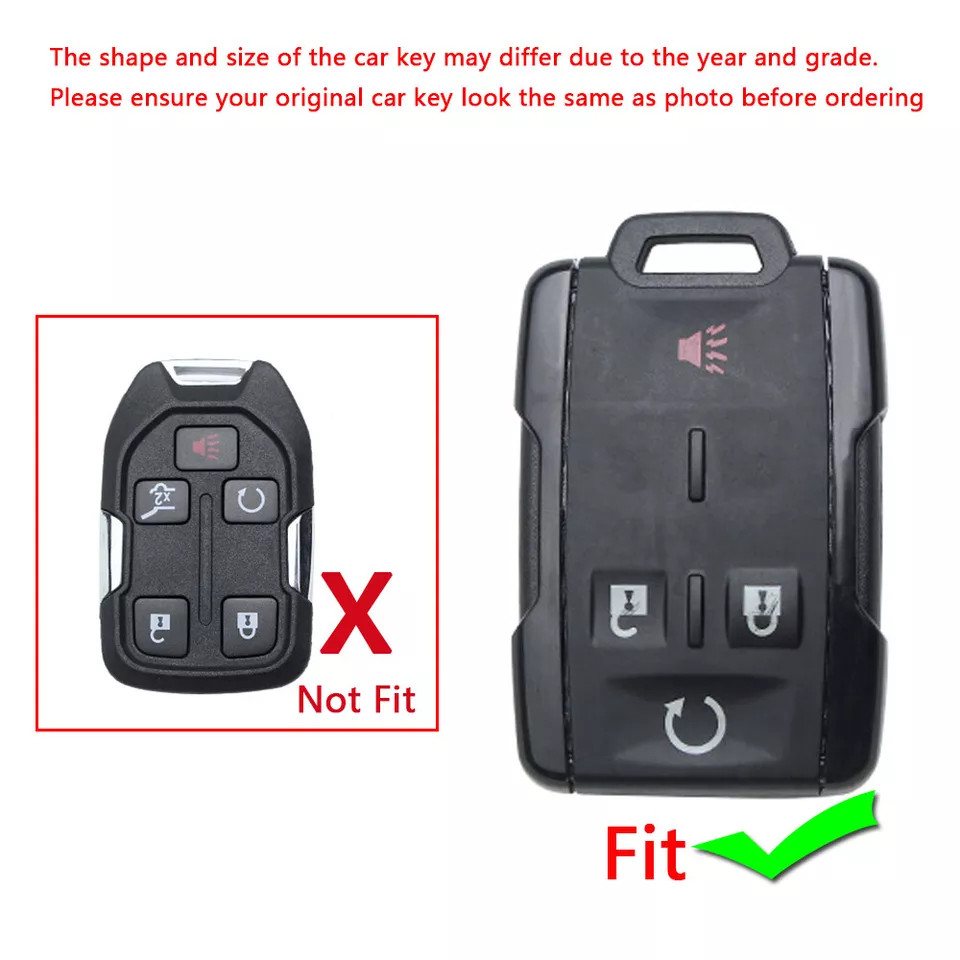 Remote Key Fob Cover Case Holder Chain for Chevrolet Suburban GMC Yukon 4 Button