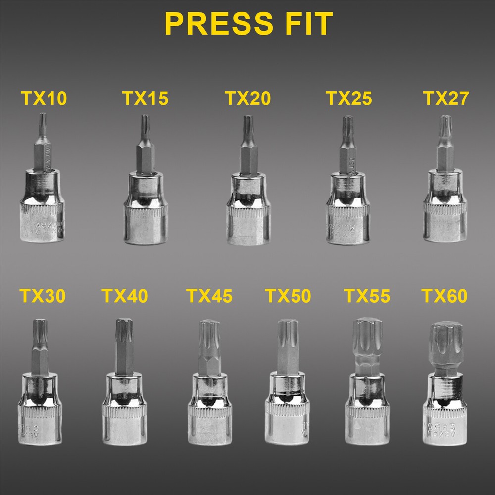 34Pcs Drive Male Female Torx Star Bit Socket E-Socket Set Handheld Tool For Car