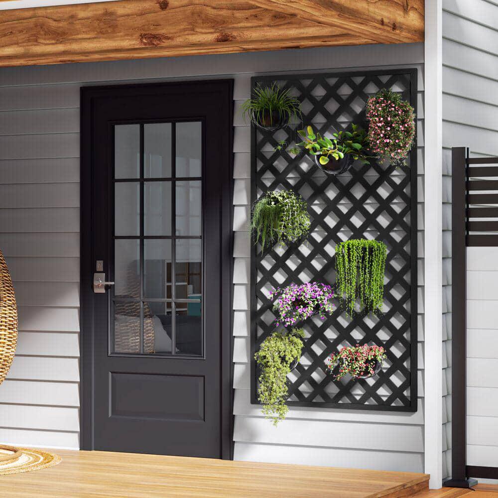 Veranda Garden Vinyl Lattice 4 ft x 8 ft Black Resists Discoloration Scratches