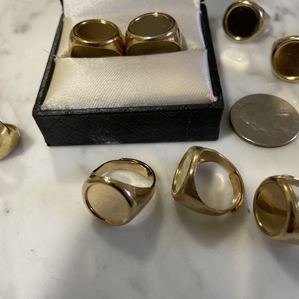 12 VTG Gold Over Brass Adjustable Ring Settings