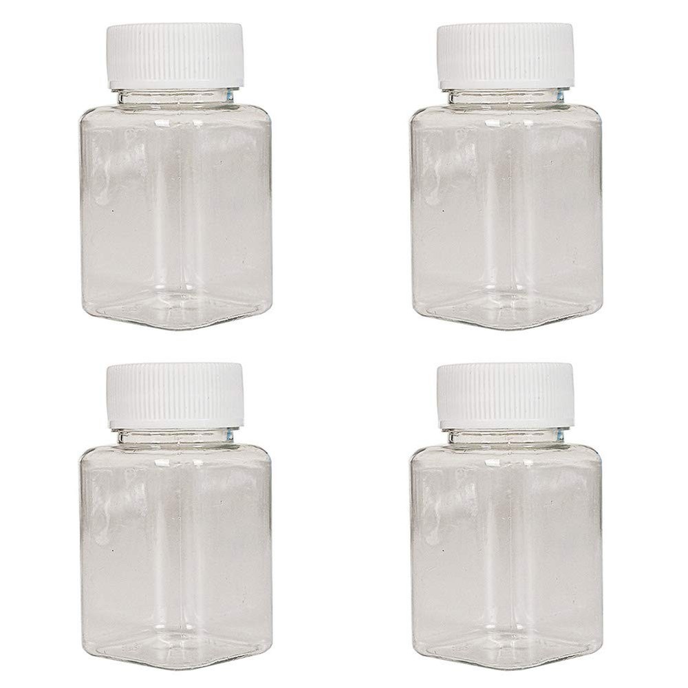 4 Pieces 80ml Empty Clear Plastic Pill Bottles Solid Powder Container Plastic...
